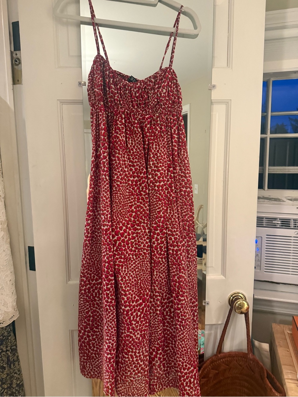 J. Crew Red Strawberry Spaghetti Strap Maxi Chemise